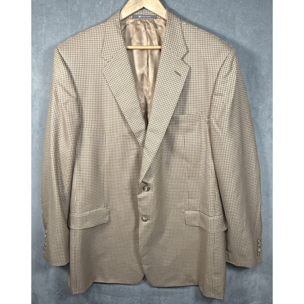 Hickey Freeman 100% Cashmere Brown/Tan Check Sport Coat - Madison Fit - 48L‎ USA